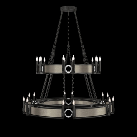 100036-122 Fine Art Lighting Mirage 50"W Round Chandelier with Black Iron/Nickel/Coco Finish