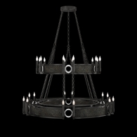 100036-123 Fine Art Lighting Mirage 50"W Round Chandelier with Black Iron/Nickel/Black Knight Finish
