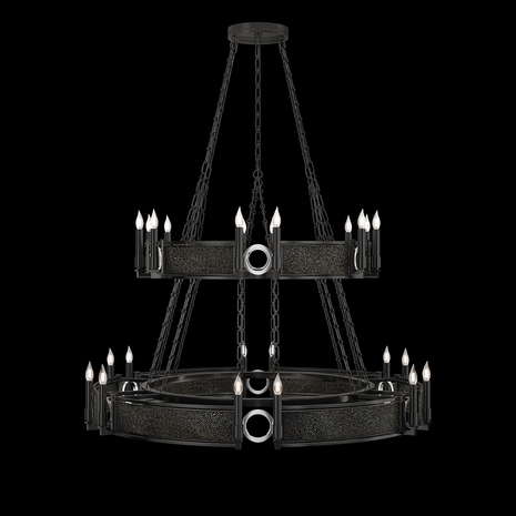 100036-123 Fine Art Lighting Mirage 50"W Round Chandelier with Black Iron/Nickel/Black Knight Finish