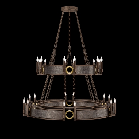 100036-211 Fine Art Lighting Mirage 50"W Round Chandelier with Bronze/Brass/Pebble Finish