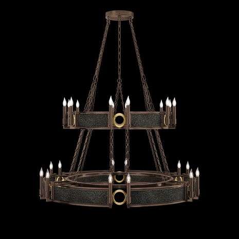 100036-213 Fine Art Lighting Mirage 50"W Round Chandelier with Bronze/Brass/Black Knight Finish