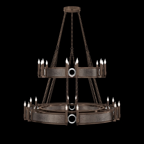 100036-221 Fine Art Lighting Mirage 50"W Round Chandelier with Bronze/Nickel/Pebble Finish