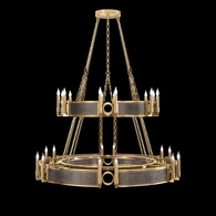 100036-311 Fine Art Lighting Mirage 50"W Round Chandelier with Gold Leaf/Brass/Pebble Finish