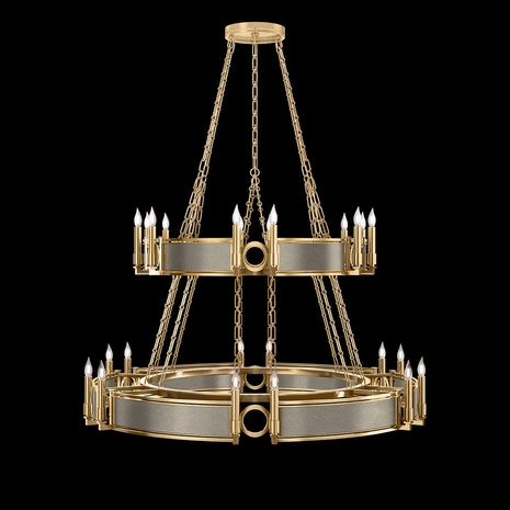 100036-312 Fine Art Lighting Mirage 50"W Round Chandelier with Gold Leaf/Brass/Coco Finish