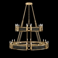 100036-313 Fine Art Lighting Mirage 50"W Round Chandelier with Gold Leaf/Brass/Black Knight Finish