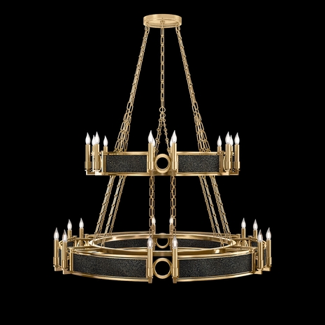 100036-313 Fine Art Lighting Mirage 50"W Round Chandelier with Gold Leaf/Brass/Black Knight Finish