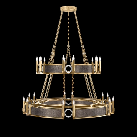 100036-321 Fine Art Lighting Mirage 50"W Round Chandelier with Gold Leaf/Nickel/Pebble Finish