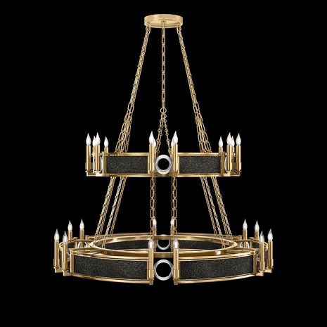 100036-323 Fine Art Lighting Mirage 50"W Round Chandelier with Gold Leaf/Nickel/Black Knight Finish