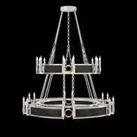100036-413 Fine Art Lighting Mirage 50"W Round Chandelier with Silver Leaf/Brass/Black Knight Finish