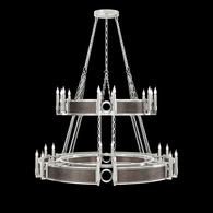 100036-421 Fine Art Lighting Mirage 50"W Round Chandelier with Silver Leaf/Nickel/Pebble Finish