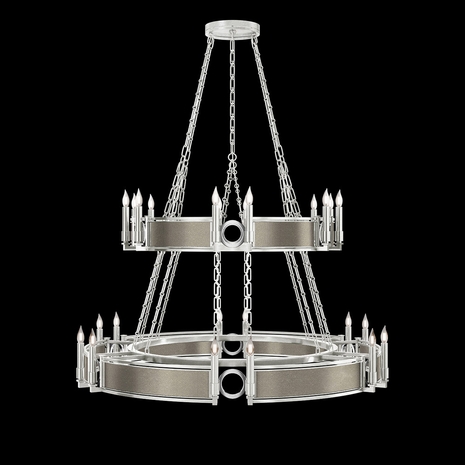 100036-422 Fine Art Lighting Mirage 50"W Round Chandelier with Silver Leaf/Nickel/Coco Finish