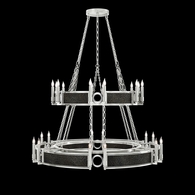 100036-423 Fine Art Lighting Mirage 50"W Round Chandelier with Silver Leaf/Nickel/Black Knight Finish
