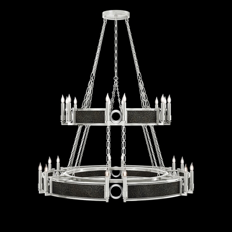100036-423 Fine Art Lighting Mirage 50"W Round Chandelier with Silver Leaf/Nickel/Black Knight Finish