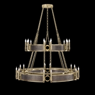 100036-511 Fine Art Lighting Mirage 50"W Round Chandelier with Soft Gold Leaf/Brass/Pebble Finish