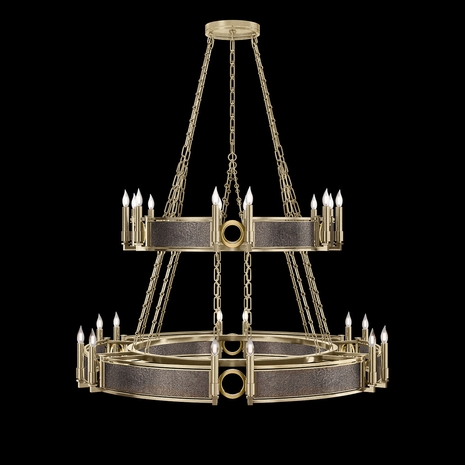 100036-511 Fine Art Lighting Mirage 50"W Round Chandelier with Soft Gold Leaf/Brass/Pebble Finish