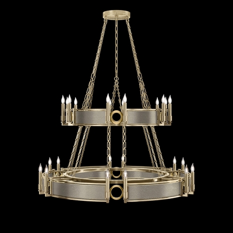 100036-512 Fine Art Lighting Mirage 50"W Round Chandelier with Soft Gold Leaf/Brass/Coco Finish