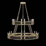 100036-513 Fine Art Lighting Mirage 50"W Round Chandelier with Soft Gold Leaf/Brass/Black Knight Finish