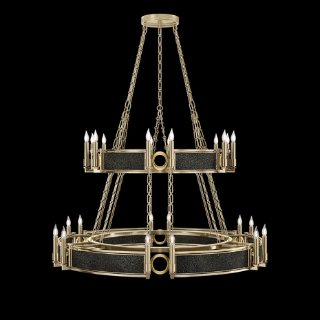 100036-513 Fine Art Lighting Mirage 50"W Round Chandelier with Soft Gold Leaf/Brass/Black Knight Finish