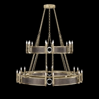100036-521 Fine Art Lighting Mirage 50"W Round Chandelier with Soft Gold Leaf/Nickel/Pebble Finish