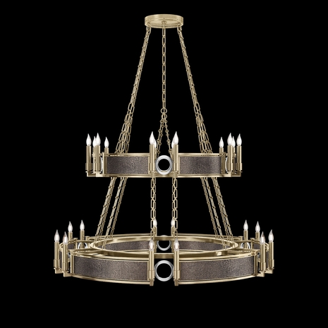 100036-521 Fine Art Lighting Mirage 50"W Round Chandelier with Soft Gold Leaf/Nickel/Pebble Finish