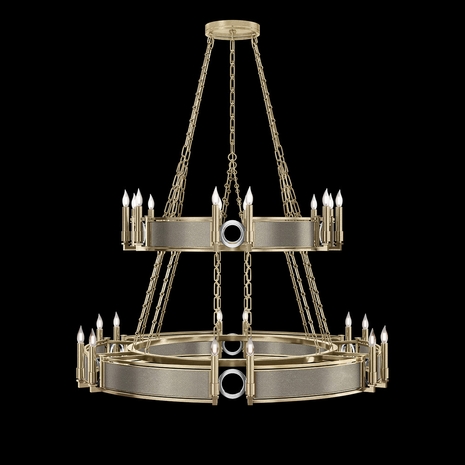 100036-522 Fine Art Lighting Mirage 50"W Round Chandelier with Soft Gold Leaf/Nickel/Coco Finish