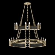 100036-523 Fine Art Lighting Mirage 50"W Round Chandelier with Soft Gold Leaf/Nickel/Black Knight Finish