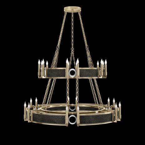100036-523 Fine Art Lighting Mirage 50"W Round Chandelier with Soft Gold Leaf/Nickel/Black Knight Finish