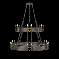 100036-711 Fine Art Lighting Mirage 50"W Round Chandelier with Midnight Steel/Brass/Pebble Finish