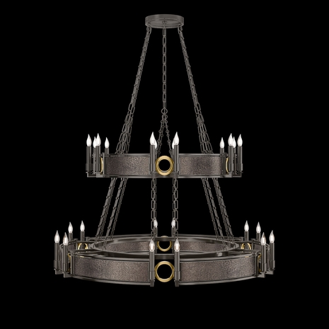 100036-711 Fine Art Lighting Mirage 50"W Round Chandelier with Midnight Steel/Brass/Pebble Finish
