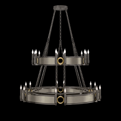 100036-712 Fine Art Lighting Mirage 50"W Round Chandelier with Midnight Steel/Brass/Coco Finish