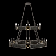 100036-713 Fine Art Lighting Mirage 50"W Round Chandelier with Midnight Steel/Brass/Black Knight Finish