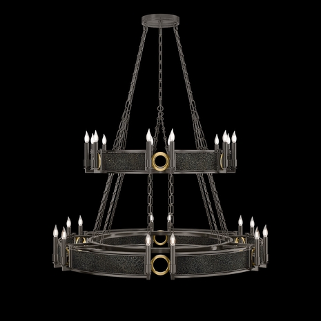 100036-713 Fine Art Lighting Mirage 50"W Round Chandelier with Midnight Steel/Brass/Black Knight Finish