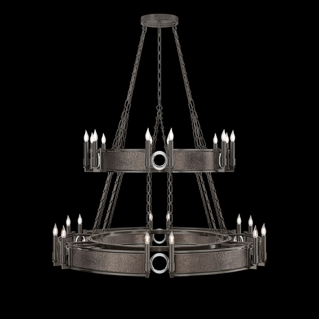 100036-721 Fine Art Lighting Mirage 50"W Round Chandelier with Midnight Steel/Nickel/Pebble Finish