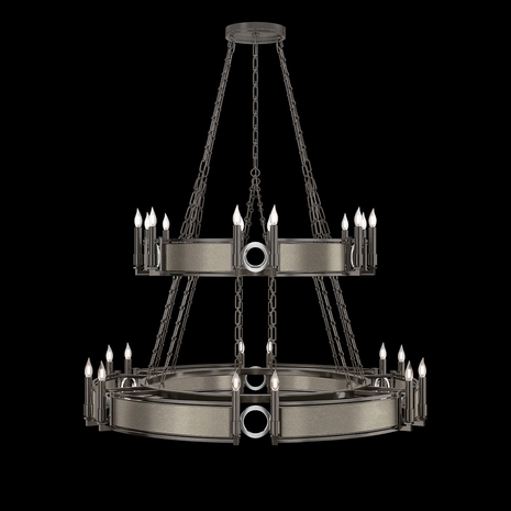 100036-722 Fine Art Lighting Mirage 50"W Round Chandelier with Midnight Steel/Nickel/Coco Finish