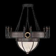 100037-111 Fine Art Lighting Mirage 35.75"W Round Chandelier with Black Iron/Brass/Pebble Finish