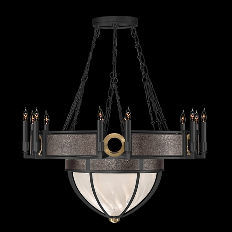 100037-111 Fine Art Lighting Mirage 35.75"W Round Chandelier with Black Iron/Brass/Pebble Finish