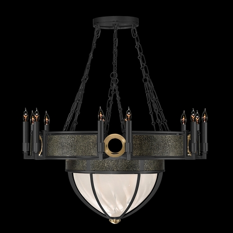 100037-113 Fine Art Lighting Mirage 35.75"W Round Chandelier with Black Iron/Brass/Black Knight Finish