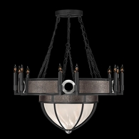 100037-121 Fine Art Lighting Mirage 35.75"W Round Chandelier with Black Iron/Nickel/Pebble Finish