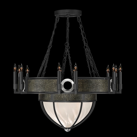 100037-123 Fine Art Lighting Mirage 35.75"W Round Chandelier with Black Iron/Nickel/Black Knight Finish