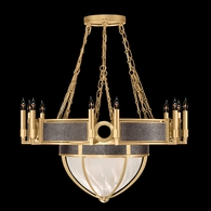 100037-311 Fine Art Lighting Mirage 35.75"W Round Chandelier with Gold Leaf/Brass/Pebble Finish