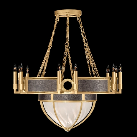 100037-311 Fine Art Lighting Mirage 35.75"W Round Chandelier with Gold Leaf/Brass/Pebble Finish