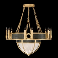 100037-313 Fine Art Lighting Mirage 35.75"W Round Chandelier with Gold Leaf/Brass/Black Knight Finish