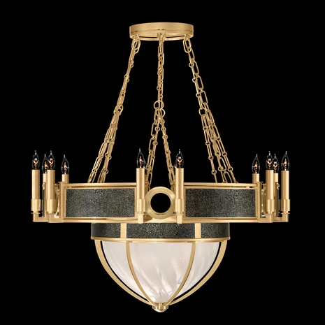 100037-313 Fine Art Lighting Mirage 35.75"W Round Chandelier with Gold Leaf/Brass/Black Knight Finish