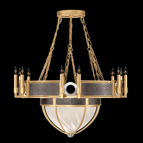 100037-321 Fine Art Lighting Mirage 35.75"W Round Chandelier with Gold Leaf/Nickel/Pebble Finish