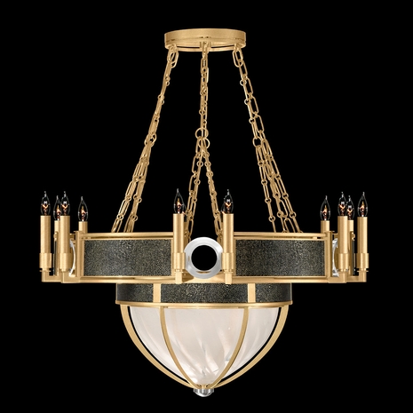 100037-323 Fine Art Lighting Mirage 35.75"W Round Chandelier with Gold Leaf/Nickel/Black Knight Finish