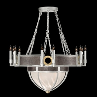 100037-411 Fine Art Lighting Mirage 35.75"W Round Chandelier with Silver Leaf/Brass/Pebble Finish