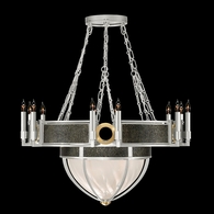100037-413 Fine Art Lighting Mirage 35.75"W Round Chandelier with Silver Leaf/Brass/Black Knight Finish