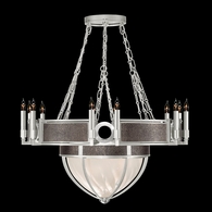 100037-421 Fine Art Lighting Mirage 35.75"W Round Chandelier with Silver Leaf/Nickel/Pebble Finish
