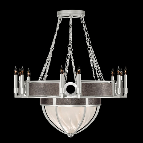 100037-421 Fine Art Lighting Mirage 35.75"W Round Chandelier with Silver Leaf/Nickel/Pebble Finish