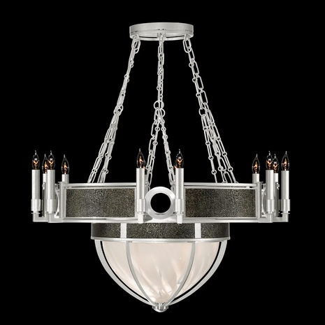100037-423 Fine Art Lighting Mirage 35.75"W Round Chandelier with Silver Leaf/Nickel/Black Knight Finish